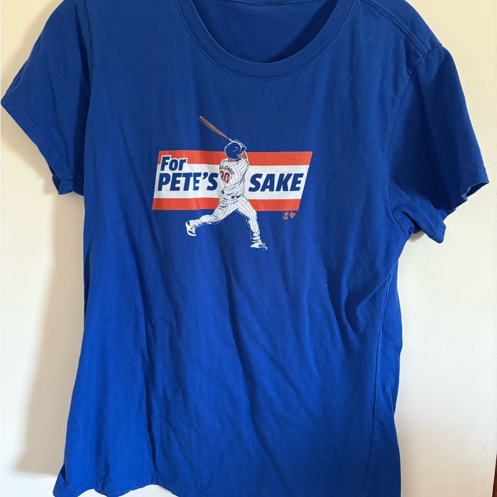 MLB Blue Short Sleeve T-Shirt with Graphic Design